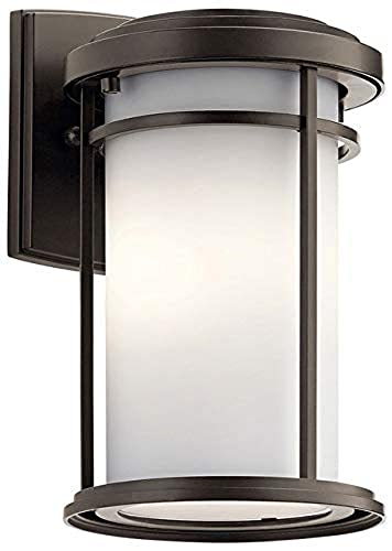 Kichler Toman 10.25" LED Outdoor Wall Light with Satin Etched Glass in Olde Bronze