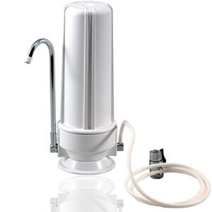 nu aqua countertop water filter system - 1 stage w/chrome faucet - over the counter top drinking water purifier filtration & dispenser for kitchen sink - 120-day trial - filtros de agua para tomar