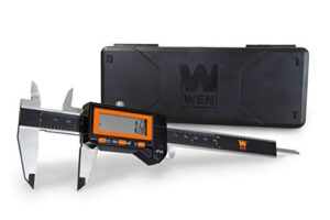 wen 10764 electronic 6.1" stainless steel water-resistant digital caliper with lcd readout & storage case, ip54 rated