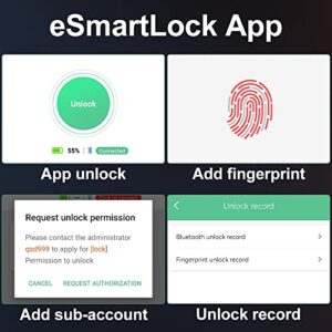 Fingerprint Padlock eLinkSmart App Locker Lock Fingerprint & Phone App, Remotely Authorized, Unlock Record, Schedule, Bluetooth Lock for Gym Locker, School Locker, Backpack, Suitcase, Luggage, Black