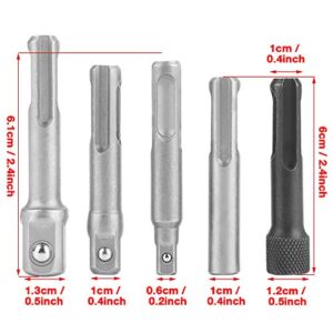 3PC SDS Plus Steel Socket Adapter+2PC SDS Socket Hexagonal Extension Socket Wrench Adapter Electric Tool Accessories