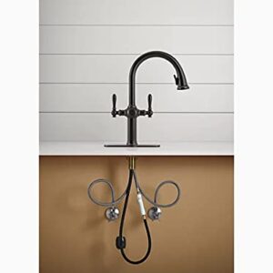 KOHLER K-R24937-SD-VS Neuhaus Pull Down Kitchen Faucet, 2-Spray Faucet, Kitchen Sink Faucet with Pull Down Sprayer in Vibrant Stainless