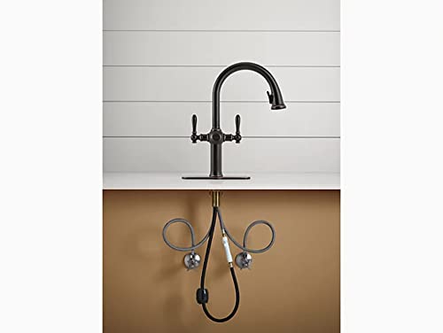 KOHLER K-R24937-SD-VS Neuhaus Pull Down Kitchen Faucet, 2-Spray Faucet, Kitchen Sink Faucet with Pull Down Sprayer in Vibrant Stainless