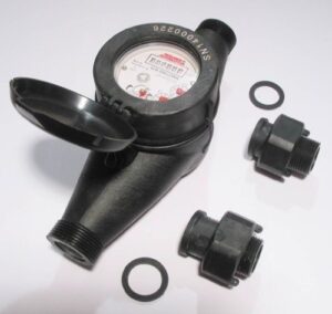 1” water meter: plastic, nsf certified, multi-jet, cubic feet (horizontal installation)