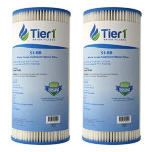 tier1 20 micron 10 inch x 4.5 inch | 2-pack resin impregnated pleated cellulose whole house sediment water filter replacement cartridge | compatible with pentek s1-bb, w20clhd, home water filter