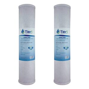 tier1 10 micron 20 inch x 4.5 inch | 2-pack whole house carbon block water filter replacement cartridge | compatible with pentek epm-20bb, 155783-43, epm4-20bb, home water filter