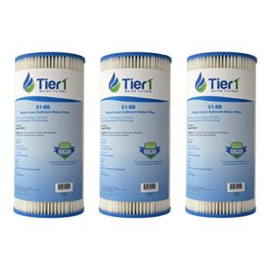 tier1 20 micron 10 inch x 4.5 inch | 3-pack resin impregnated pleated cellulose whole house sediment water filter replacement cartridge | compatible with pentek s1-bb, w20clhd, home water filter