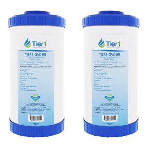 tier1 20 micron 10 inch x 4.5 inch | 2-pack whole house granular activated carbon block water filter replacement cartridge | compatible with pentek gac-bb, 155153-43, home water filter