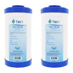 Tier1 20 Micron 10 Inch x 4.5 Inch | 2-Pack Whole House Granular Activated Carbon Block Water Filter Replacement Cartridge | Compatible with Pentek GAC-BB, 155153-43, Home Water Filter