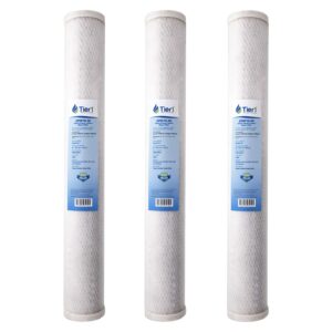 tier1 10 micron 20 inch x 2.5 inch | 3-pack whole house carbon block water filter replacement cartridge | compatible with pentek epm-20, 155635-43, cb-25-2010, home water filter