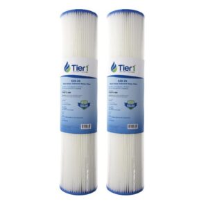 tier1 20 micron 20 inch x 4.5 inch | 2-pack pleated cellulose whole house sediment water filter replacement cartridge | compatible with pentek s1-20bb, 155305-43, w20clhd20, home water filter