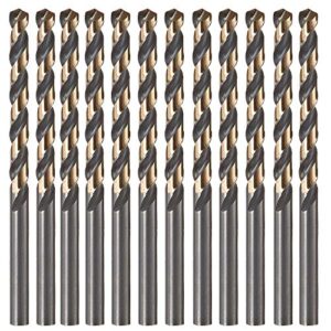 12 pcs,1/8", hss black and gold coated twist drill bits, metal drill, ideal for drilling on mild steel, copper, aluminum, zinc alloy etc. pack in plastic bag