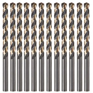 12 pcs,9/64", hss black and gold coated twist drill bits, metal drill, ideal for drilling on mild steel, copper, aluminum, zinc alloy etc. pack in plastic bag