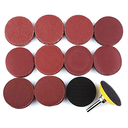 2 Inch Sanding Discs Kit, 100PCS 60-3000 Grit Sandpaper with 1/4" Shank Backing Plate and Soft Foam Buffering Pad, for Drill Grinder Rotary Tool, Hook and Loop Sand Paper Assortment Pack