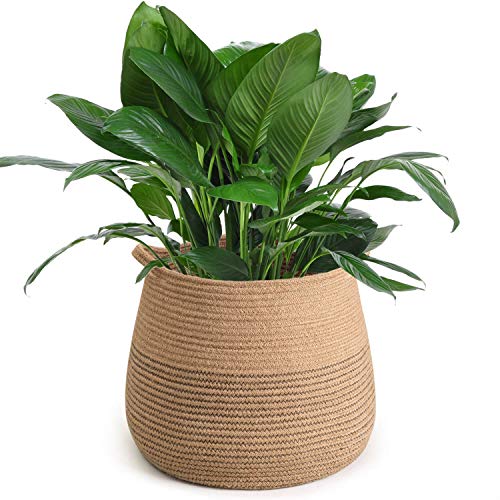 CHICVITA Jute Belly Plant Basket Woven Organizer for Storage Laundry Picnic Plant Pot Cover