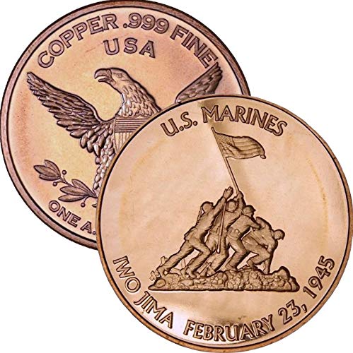 Private Mint 1 oz .999 Pure Copper Round/Challenge Coin (U.S. Marines - Iwo Jima)