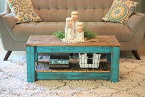 turquoise combo coffee table with shelf