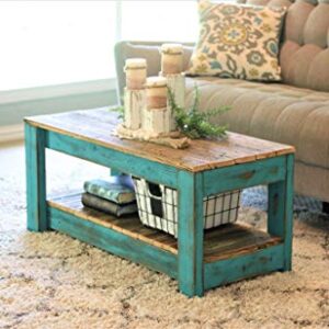 Turquoise Combo Coffee Table with Shelf