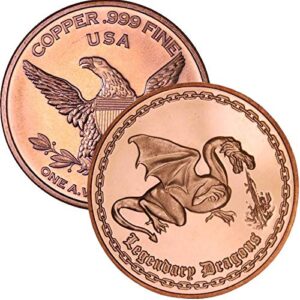 private mint 1 oz .999 pure copper round/challenge coin (legendary dragons)