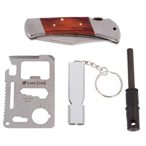 Kids Pocket Knife & Camping Essentials Kit - Multi-Tool Card, Whistle & Fire Starter in a Carrying Case. Easy Close Safety Lock on Knife. Great First Pocket Knife - Made to Last a Lifetime