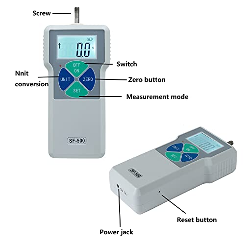 Beslands SF-500 Digital Force Gauge Push and Pull Tester Dynamometer Pressure High Precision LCD Measuring Instruments Thrust Meter Simple Portable (2N-500N)