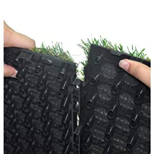 GOLDEN MOON Artificial Grass Turf Tile with Upgrade Interlocking System Self-draining Grass Tiles, 1x1 ft, 1 in Pile Height, 9 Pack