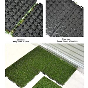 GOLDEN MOON Artificial Grass Turf Tile with Upgrade Interlocking System Self-draining Grass Tiles, 1x1 ft, 1 in Pile Height, 9 Pack