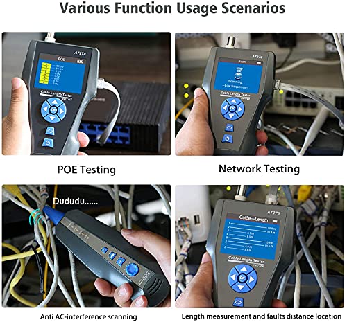 NOYAFA Network Cable Tester,AT278 TDR Multi-functional LCD Tracker For RJ45, RJ11, BNC, Metal Cable,PING/POE NF-8601S