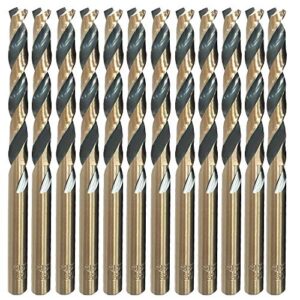 oxtul 12pcs 7/64 inch x 2-5/8 inch m2 drill bits, black and gold finish, high speed steel twist drill bits, jobber length, round shank. ideal for diy, home, general building and engineering using
