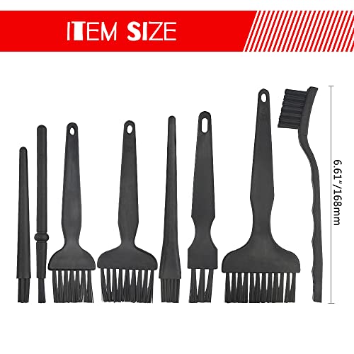 WMYCONGCONG 8 in 1 Plastic Handle Nylon Anti Static Brushes Cleaning Keyboard Brush Kit Portable Nylon Cleaning Brushes, Black