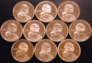 2000 s 2001 2002 2003 2004 2005 2006 2007 2008 2009 sacagawea native american dollars 10-coin proof run - complete decade - collection us mint gem proof dcam