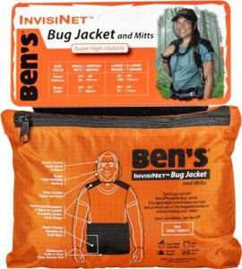 bens invisinet bug jacket & mitts - durable & comfortable insect protection for outdoor activities - fine mesh bug net with high-visibility - l/xl