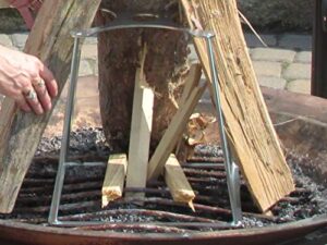 fire stump. a specially designed stand to help create and maintain the perfect tee pee style fire. works great as a campfire cook stand.