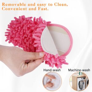 Liitrton 1 Pair Washable Mop Slippers Shoes Microfiber Chenille Reusable Dust Dirt Hair Cleaner for Office House Polishing Cleaning (Pink)