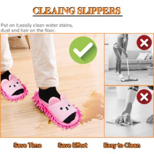 Liitrton 1 Pair Washable Mop Slippers Shoes Microfiber Chenille Reusable Dust Dirt Hair Cleaner for Office House Polishing Cleaning (Pink)