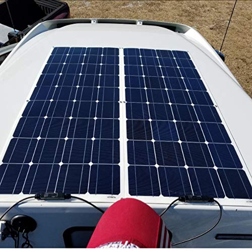 XINPUGUANG Flexible Solar Panel 100w 12V Monocrystalline Solar Charger Off Grid for 12V Battery RV Trailer Van Caravan Boat Home (100W)