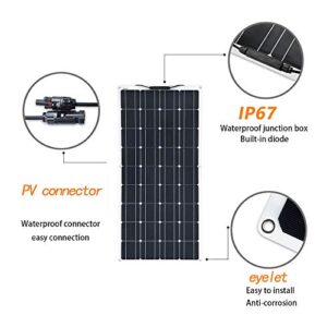 XINPUGUANG Flexible Solar Panel 100w 12V Monocrystalline Solar Charger Off Grid for 12V Battery RV Trailer Van Caravan Boat Home (100W)