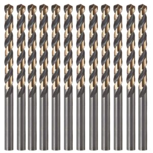 12 pcs 1/16" hss black and gold coated twist drill bits, metal drill, ideal for drilling on mild steel, copper, aluminum, zinc alloy etc. pack in plastic bag