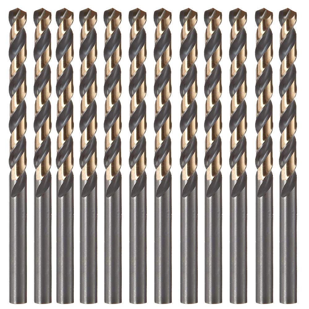 12 PCS 1/16" HSS Black and Gold Coated Twist Drill Bits, Metal Drill, Ideal for Drilling on mild Steel, Copper, Aluminum, Zinc Alloy etc. Pack in Plastic Bag