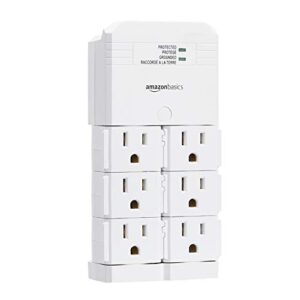 amazon basics rotating 6-outlet surge protector wall mount, 1080 joules, white