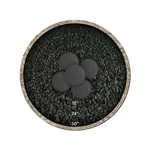 Ceramic Fire Balls | Set of 5 | Modern Accessory for Indoor and Outdoor Fire Pits or Fireplaces – Brushed Concrete Look | Midnight Black, 6 Inch