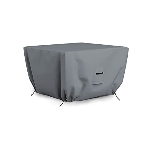 Covers & All Square Fire Pit Cover 12 Oz Heavy Duty PVC Coating Waterproof Outdoor Patio Furniture Table Cover with Air Pockets & Drawstring for Snug Fit. (36" L x 36" W x 12" H, Grey)