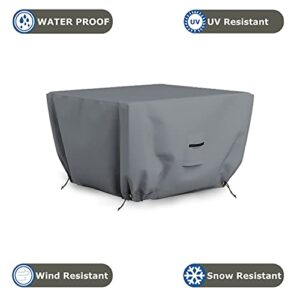 Covers & All Square Fire Pit Cover 12 Oz Heavy Duty PVC Coating Waterproof Outdoor Patio Furniture Table Cover with Air Pockets & Drawstring for Snug Fit. (36" L x 36" W x 12" H, Grey)