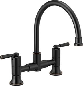 peerless delta faucet p2923lf-ob westchester bridge kitchen faucet two handle, oil-rubbed bronze