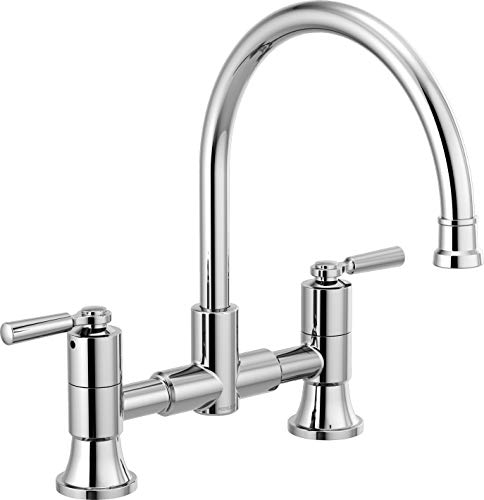 Peerless Delta Faucet P2923LF Westchester Bridge Kitchen Faucet Two Handle, Chrome