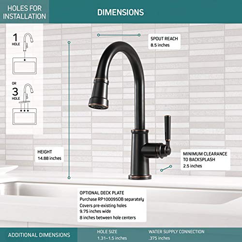 Peerless Westchester Single-Handle Kitchen Sink Faucet with Pull Down Sprayer, Oil-Rubbed Bronze P7923LF-OB