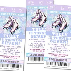 Ice Skating Birthday Party Ticket Invitations