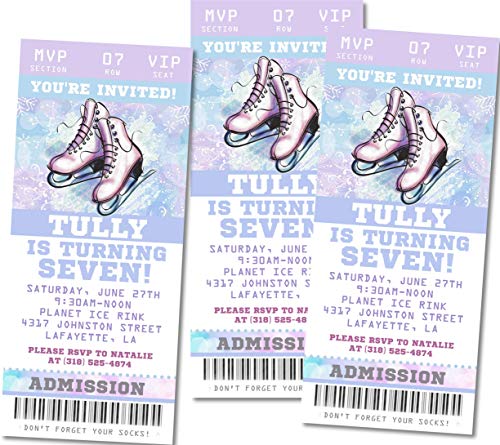 Ice Skating Birthday Party Ticket Invitations