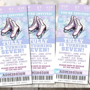 Ice Skating Birthday Party Ticket Invitations