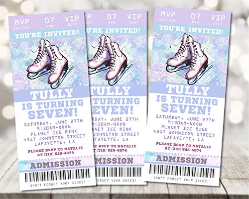 Ice Skating Birthday Party Ticket Invitations